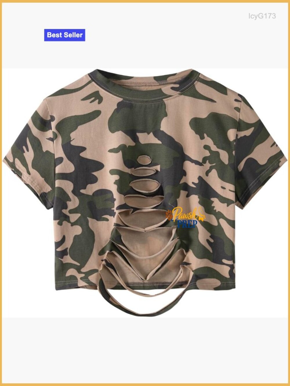Women's Casual Distressed Crop Top Crew Neck Short Sleeve T-Shirt